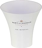 Moët & Chandon Ice Impérial Champagner Flaschenkühler Trendy (weiss mit schwarz/gold Aufdruck) Eiswürfel Behälter für 0.75 l oder 1.5 l Flasche inkl. 10 U