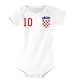 Kinder Baby Strampler Shirt Kroatien mit Wunschname + Nummer - Weis 12-18 M