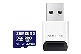 Samsung PRO Plus microSD-Karte+ USB-Kartenleser, 256 GB, Für Mobile Gaming auf Smartphones, Tablet und Handheld Konsolen, UHS-I U3, Full HD & 4K UHD, 180 MB/s Lesen, 130 MB/s Schreiben, MB-MD256SB/WW