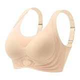 GFPGNDFHG Push up BH ohne Buegel Blitzangebote des Tages BH Damen Ohne Bügel Powerful Push Up Seamless Bra Große Brüste Starker Halt V-Ausschnitt Bügelloser Seamless Beige M