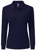 AjezMax Damen Poloshirt Langarm Baumwolle Polohemd Sport Polo Wintershirts mit Kragen Large Juwel b