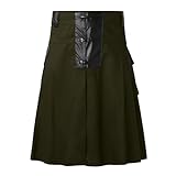 NHNKB Herren Hosen Herrenmode, lässig, im schottischen Stil, mit Fester Tasche, verzierter Faltenrock Angebot (Army Green, XL)