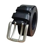 NALANY Herren Ledergürtel Doppeldorn Schließe Ca. 3.8cm Breit Und Ca. 4mm Stark, Männer Guertel Doppel ösen Echt Leder Vintage Look Gürtel Für Kleidung(120cm/47, Black), 1774561