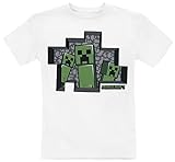 Minecraft Creeper Männer T-Shirt weiß 140 100% Baumwolle Bösewichte, Fan-Merch, Gaming