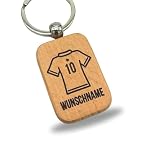Schlüsselanhänger aus Holz Trikot mit Wunschgravur Wunschname Nummer Fußball Sport Hobby Schlüsselanhänger Geschenk Handgefertig