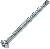 AERZETIX - C62461 - Satz von 10 selbstbohrenden Blechschrauben - mit gewölbtem zylinderkopf - Ø6.3x90mm - DIN 7504 N - aus verzinktem stahl - mit ph-kreuzschlitz - farbe: silb