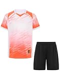 HULIJA Trikot Jungen Sport Outfit Jungen Fußballuniform Workout Volleyball Laufen Trainingstrikot Fussball Sport Set Sportbekleidung A Weiß 146-152