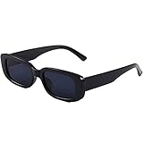 Taomeng Retro-Sonnenbrille mit kleinem Rahmen, für Damen und Herren, trendig, rechteckig, Sonnenbrille, Kreuzrand, All-Match-Sonnenbrille, Schw