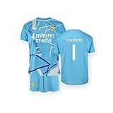 Real Madrid Torwart-Trikot und Hosen-Set Dorsal 1 COURTOIS 2024/2025 – offizielle Replik, lizenziertes Produkt – Kind (10 Jahre)
