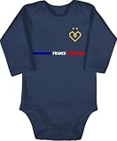 Shirtracer Baby Body langarm Mädchen Junge - 2026 Fussball Fanartikel - France Frankreich Flagge mit Herz - WM Trikot Fußball Geschenk Deko - 12/18 Monate - Navy Blau - europameisterschaft em fu b