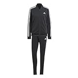adidas, Essentials 3-Stripes, Trainingsanzug, Oben: Schwarz/Weiß Unten: Schwarz/Weiß, S, F