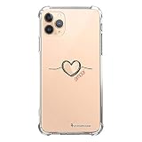 LA COQUE FRANCAISE - Schutzhülle aus Silikon, kompatibel mit iPhone 11 Pro, weicher und verstärkter Schutz, stoßfeste Ecken, dünn und transparent, Rückseitenschutz, schwarzes Herz, Lieb