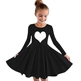 Ballettkleidung Mädchen Love Heart Grafik besondere Anlässe Kleider 2025 Gymnastik Outfit Langarm Tanzkleidung Rundhalsausschnitt Prinzessin Kleid Freizeitkleider Ballerina Turnanzug Kostüm S