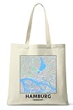 Hamburg, Deutschland, City Map Natural Cotton Tote Shopper Bag, natur, Einheitsgröß