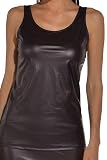 Latex Damen Shirt - Damen Wetlook Shirt ohne Arm - Dunkles Zinn Grösse L