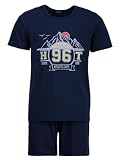 Henry Terre Herren Pyjama Set 2 TLG. Shorty Colorado 96 Übergröße Baumwolle, Farbe:Navy, Größe:XL