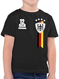 Kinder T-Shirt Jungen - 2024 Fussball EM Fanartikel - Germany WM Fan Deutschland - 128 (7/8 Jahre) - Schwarz - deutschlad+Trikot Tshirt fußball Jungs fusball Geschenke Kind p