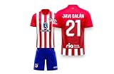 Fußballtrikot und Shorts im Javi Galan-Stil | Leichtes, technisches und bequemes Sport-Set für schnelle und offensive Spieler, Rot / Blau, L