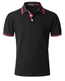 YAOBAOLE Herren Polo T-Shirt Kurzarm – Sportliches Poloshirt mit Kontrastdetails, Regular Fit Polo Schwarz L