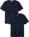 LAPASA Herren Micro Modal T-Shirt 2 Pack, Premium Business Kurzarm Unterhemd Rundhalsausschnitt/V-Ausschnitt (M07/M08), V-Ausschnitt: Navy Blau, M
