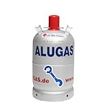 Stellfeld & Ernst Gasflasche Alu 11kg Propangas Camping Alugas-Flasche leer inkl. Gasregler-Schlüssel mit Mag