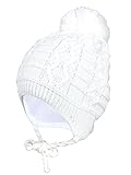 TupTam Baby Winter Mütze Strickmütze zum Binden, Farbe: Weiß, Hat Size: 39-41