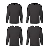Fruit of the Loom 4 T Shirt Longsleeve M L XL XXL Langarm Verschiedene Farbsets auswählbar (XL, Schwarz)
