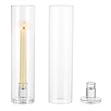 NUPTIO Glaszylinder für Kerzen Kerzenhalter Klarglas - Satz von 2 Kerzenständer Stabkerzen Stabkerzenhalter Groß Bodenlosen Zylinder Schatten Hochzeit Party Tisch Tafelaufsatz Dek