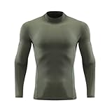 BASHAMAN Laufshirt Jogging Fitness Workout Langarm Kompressionsshirt Herren Leichte Schwitzen Atmungsaktiv Sportshirt E-Army Green XL