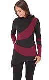 PUREWONDER Damen Pullover Longshirt Langärmlige Shirt-Tunika dr23 Rot M