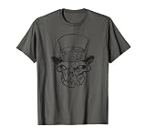 Vintage Totenkopf Zylinder Lustig Schwermetall Tattoo Stil Grafik T-S