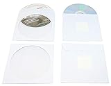 MP-Pro CD-Papierhüllen zum Einkleben - CD-Hüllen aus Papier Weiß mit Folienfenster, Selbstklebende Klappe und Rückseitiger Klebe-Sticker (100 Stück)