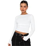 Frühling, Sommer, Herbst Eng Y2K Casual Langarm T-Shirt Bottom Shirt Vielseitige Outwear Feuchtigkeitsabsorbierende und schweißableitende Damen Top Rock