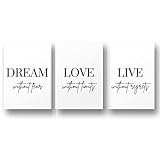 Freyheit | Premium Poster Set | stilvolles Bilder-Set für Wohnzimmer oder Schlafzimmer in schwarz-weiß | DIN A4 oder A3 (21*30cm oder 30x42cm) | OHNE Bilderrahmen (Dream Love Live, A4 (21cm*29,7cm))