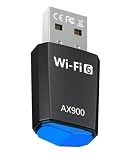 AX900 WiFi 6 USB Stick für Desktop-PC, WiFi-Adapter USB Dual Band 600 Mbps 5 GHz + 286 Mbps 2,4 GHz, Plug & Play, kabelloser Empfänger für Windows 11/10/7