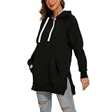 hoody damen mit kapuze,Sweatshirt Lang Kapuzenpullover mit Schlitz Am Saum Sweatjacke Sweatshirtkleid Kapuzenjacke Kapuzenpulli Kapuze Sport Pullover Langarm Oberteile,oversize p