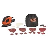 BLACK+DECKER Dreieckschleifer Mouse für staubfreies Schleifen (55 Watt Schleifmaschine, Schleifplatte 133 x 95 mm, Schleifen/Polieren, inkl. Schleifpapiere + Fingerschleifpapier) BEW230BC