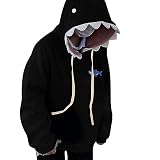 Generisch Flauschige Pyjama Damen Frauen- -Hoodie-Lange Hülsen-Blaue -Form-mit Kapuze Pullover-Sweatshirts Zidane Trikot (Black, XL)