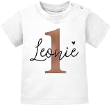 SpecialMe® personalisiertes Baby T-Shirt Geburtstag Monogramm Geburtstags-Shirt personalisierbar mit Name Alter 1-3 1 Jahr weiß 80/86 (10-15 Monate)