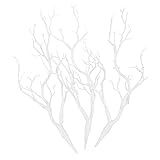 VORCOOL 3 Stück künstliche getrocknete Zweige aus Kunststoff, Äste ähnlich wie echte Pflanzen, Hörner aus Holz, Hörner in Form eines Zweigs für Dekoration (weiß)