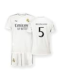 Real Madrid Home Kit Trikot und Shorts Saison 24/25, Bellingham, 12 Years, Replik Shirt Mit Offizieller L