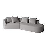 Bladez Chenille Sofa – Übergroßes 4‑Sitzer Ecksofa, Gepolstertes L‑förmiges Cloud Sofa mit Extra tiefem und breitem Sitz, 4 Zierkissen, große Schnittcouchen für das Wohnzimme (Light Grey)