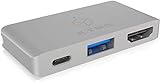 Icy Box Thunderbolt 3 Dock passend für MacBook Pro und MacBook Air, HDMI 4K 30Hz, USB 3.0, Aluminium, Silb