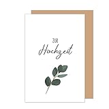 Edition Seidel Premium Glückwunschkarte zur Hochzeit mit Umschlag. Hochzeitskarte Grusskarte Vermählung Just Married Wedding Eukalyptus edel (H465 SW023)