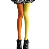PRETYZOOM Orange Gelbe Frauen Strumpfhose in Voller Länge Zwei Getönten Strumpfhosen Kostüm Legging Strumpfhose Freie Größe Zwei Farben Damen Party Legging Strümp