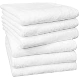 ZOLLNER 6er Set Handtücher in 50x100 cm - besonders weiche und saugstarke Gästehandtücher in weiß - mit praktischem Aufhänger - waschbar bis 95°C - Baumwolle - H