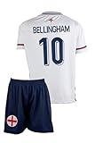 Amdrabola England Kinder Trikot Bellingham für Kinder, 2024 Football Trainings Kinder Trikot, Fußball-Trainingstrikots für Jungen, Komm mit Shorts (152,Weiß,8-9 Jahre)