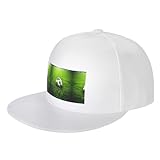 Green Grass Fußball-Hut für Herren, flache Krempe, Baseballkappe, verstellbar, Trucker-Kappe, weiß, O