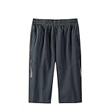 Kurze Hosen Herren Hose Sommer Basketball Shorts Cargohose Kurz Fitness Gym Jeans Jeans Shorts Herren Stretch Sport Hose Trikot Summer Men Sommer Kletterhose Kurz (1-Dunkel Grau,L)