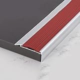 FXJ 3-teiliges Treppenkanten-Übergangsband, Aluminium-Stufenkantenkante für Treppen im Innen- und Außenbereich, 5 cm breit, Bodenschutz, rutschfest, Länge 90 cm (Farbe: Grau, Größe: 3 Stück) (Rot 3